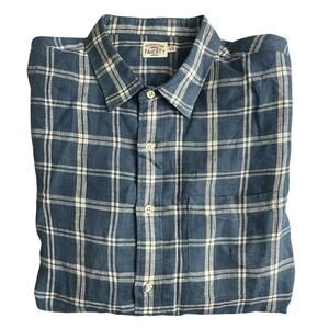 Faherty Navy and Cream Checkered Button Down Shirt